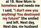 I turned my back on my homeless mother, but the shocking message she sent my husband the next day changed everything…