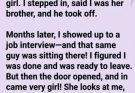 I once pretended to be a stranger’s brother to protect her… months later, I walked into a job interview and discovered fate had been quietly waiting for me
