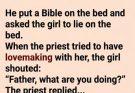 A girl panicked when a priest asked her to lie beside a Bible… but his unexpected explanation turned the entire moment into comedy.”