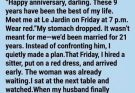 I followed my husband to a secret anniversary dinner expecting to catch him cheating—but the woman in red revealed she was his first wife, and the truth about the son he’d abandoned 23 years earlier changed everything.